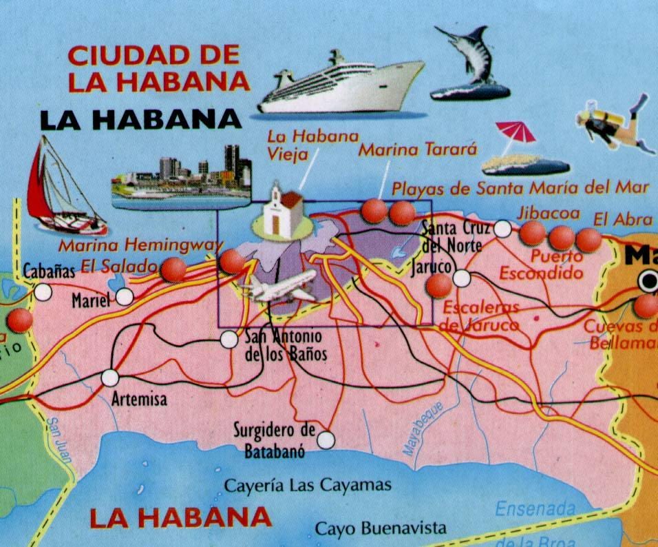 mapa de l'Havana platges