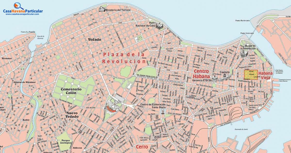 mapa de carrers de l'Havana vella Cuba