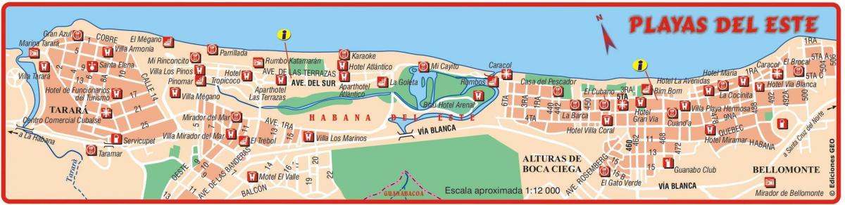 mapa de la platja de l'est de Cuba
