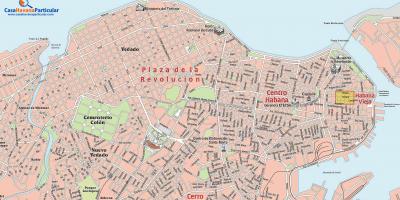 Carrer de ciutat mapa de l'Havana, Cuba